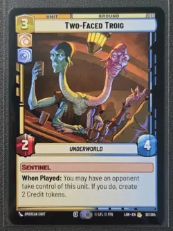 Star Wars Unlimited Two-Faced Troig - LAW 92/264 RARE Card - Lawless Time - Image 1