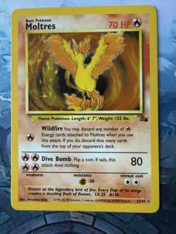 Pokemon TCG Moltres Fossil 12 Holo 1999-2000 Wizards Base Set Copyright Holo - Image 1