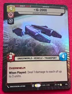 STAR WARS UNLIMITED TCG JTL: HYPERSPACE FOIL RARE CARD: IG-2000 - Image 1
