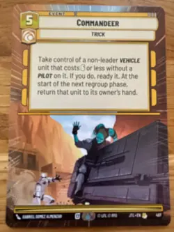 STAR WARS UNLIMITED TCG JTL HYPERSPACE RARE CARD: COMMANDEER - Image 1