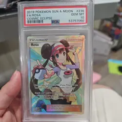 PSA 10 Pokemon Card Rosa 236/236 Cosmic Eclipse Full Art - Image 1
