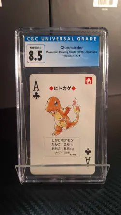 1996 POKEMON RED PLAYING CARDS 004 CHARMANDER ACE OF CLUBS CGC 8.5 nm/mint POKER - Image 1
