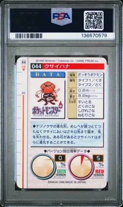 1996 POKEMON JPN BANDAI CARDDASS VENDING #44 GLOOM PSA 3 - Image 2