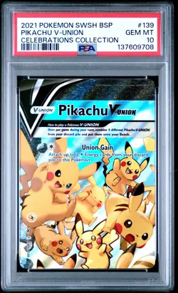 2021 POKEMON SWSH BLACK STAR PROMO CELEBRATIONS COLL #139 PIKACHU V-UNION PSA 10 - Image 1