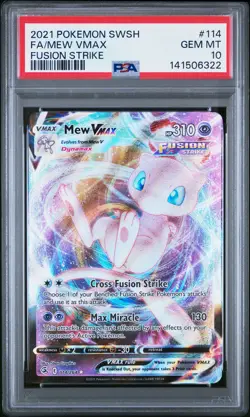 2021 POKEMON SWORD & SHIELD FUSION STRIKE #114 FULL ART/MEW VMAX PSA 10 - Image 1