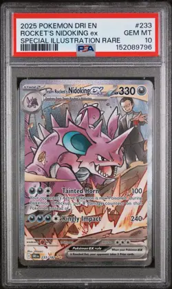 2025 Pokemon DRI EN Rocket’s Nidoking Ex Special Illustration Rare PSA 10 #233 - Image 1