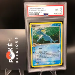 PSA 8 - VAPOREON Holo 2006 Pokemon 6/17 Pop Series 3 Rare Promo Eeveelution Mint - Image 1