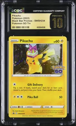 CGC 10 Pikachu Swsh234 Pokemon Go Tin Black Star Promos Pokemon Pristine - Image 1