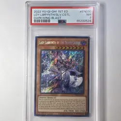 Yu-Gi-Oh! Lady Labrynth Silver Castle Darkwing Blast 1st Ed Secret Rare PSA 7 - Image 1