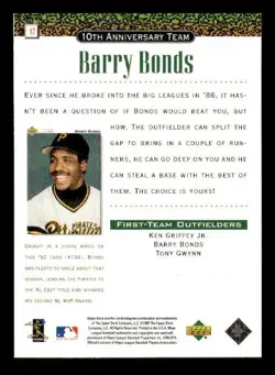 1999 Upper Deck #X7 Barry Bonds 10th Anniversary Team San Francisco Giants - Image 2