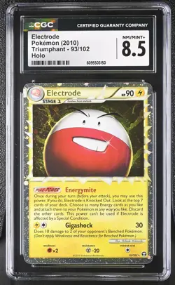 CGC 8.5 Electrode 93/102 Holo Triumphant Pokemon Card - Image 1