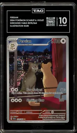 Pokemon Persian Shrouded Fable Illustration Rare #078 TAG 10 Gem Mint - Image 1