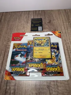 Pokemon TCG Scarlet & Violet Surging Sparks 3 Pack Blister Zapdos Factory Sealed - Image 3