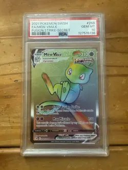 Mew Vmax 268/264 Pokemon Fusion Strike Rainbow Holo PSA 10 - Image 1