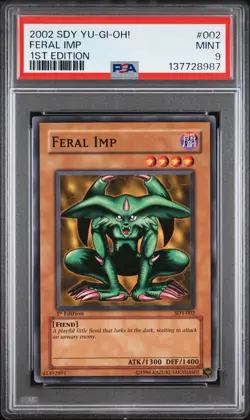 2002 YU-GI-OH! STARTER DECK: YUGI 1ST ED #002 FERAL IMP PSA 9 - Image 1