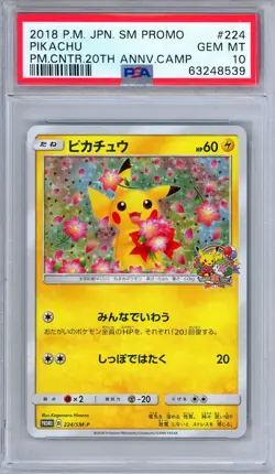 PSA 10 Pikachu 224/SM-P Center 20th Anniversary Promo Japanese Pokemon - Image 1