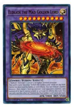 Yu-Gi-Oh Card: Eldlich the Mad Golden Lord MGED-EN123 Gold Rare 1st Edition! EX - Image 1