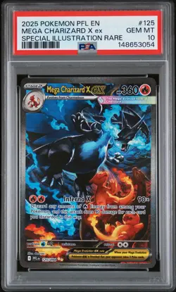2025 POKEMON PFL EN-PHANTASMAL FLAMES #125 MEGA CHARIZARD X EX PSA 10 - Image 1