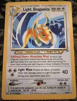 Pokemon Light Dragonite Neo Destiny 14/105 Holo Rare Holo Rare Vintage TCG - Image 1
