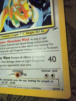Pokemon Light Dragonite Neo Destiny 14/105 Holo Rare Holo Rare Vintage TCG - Image 3