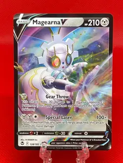 Pokemon TCG Magearna V Silver Tempest 128/195 Holo Ultra Rare 2022 English NM - Image 1