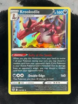 Pokemon TCG Krookodile Silver Tempest 113/195 Holo Rare Sword & Shield NM 2022 - Image 1