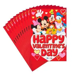 Disney Valentines Day Cards for Kids School,10 Valentines Day Cards with Envelop - Image 1