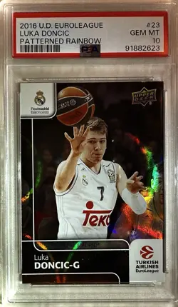 2016 Upper Deck LUKA DONCIC ROOKIE RC Euroleague Patterned Rainbow PSA 10 *RARE - Image 1