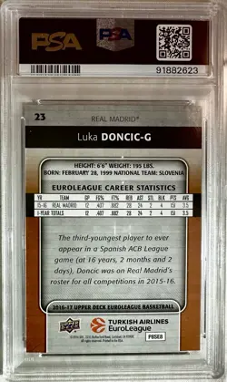 2016 Upper Deck LUKA DONCIC ROOKIE RC Euroleague Patterned Rainbow PSA 10 *RARE - Image 2