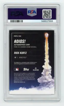 2025 Bowman Chrome Nick Kurtz Adios Gold Mini Diamond Auto /50 Rookie RC PSA 10 - Image 2