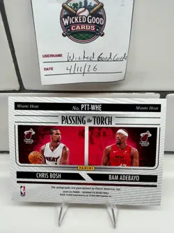 2024-25 Panini Silhouette Passing the Torch Bosh/Adebayo Dual Auto /10 Heat - Image 2