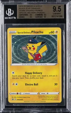 2019-20 POKEMON SWORD & SHIELD CANADIAN STORE SPECIAL DELIVERY PIKACHU BGS 9.5 - Image 1