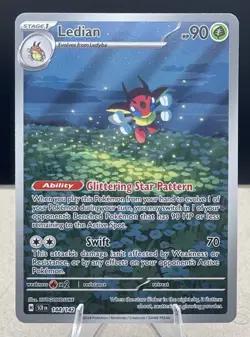 Ledian Stellar Crown Pokemon TCG Full Art Holo Card 144/142 Illustration Rare NM - Image 1