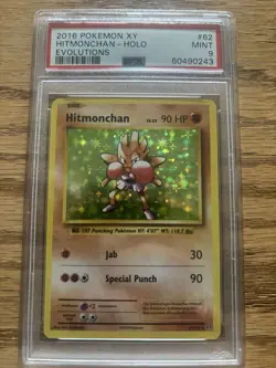 2016 Pokemon XY Hitmonchan Holo Evolutions #62 PSA 9 - Image 1