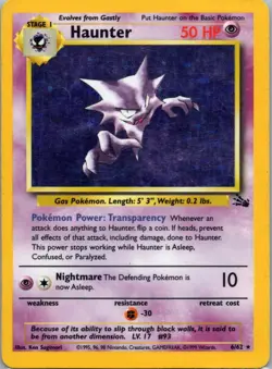 Pokemon TCG Haunter 6/62 Fossil Holo MP - Image 1