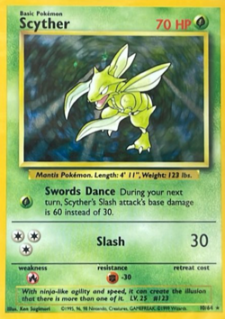 1999 Pokemon Base Set Scyther Holo 10/64 WOTC Vintage Rare Foil - Image 1