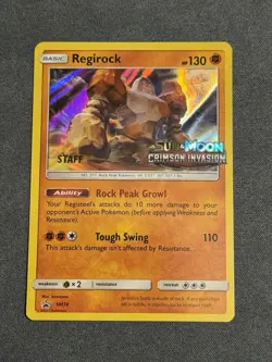 Regirock SM74 STAFF - Pokemon TCG Crimson Invasion Pre Release Promo 2017 - Image 1