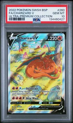 2022 POKEMON SWSH BLACK STAR PROMO #260 FULL ART/CHARIZARD V PSA 10 - Image 1