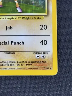 Pokemon TCG Hitmonchan 7/102 Base Set Holo Rare WOTC Card Played Condition - Image 4