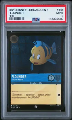 2023 DISNEY LORCANA EN 1-THE FIRST CHAPTER FOIL FLOUNDER - VOICE OF REASON PSA 9 - Image 1