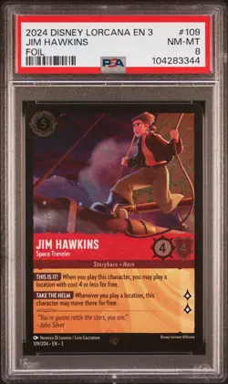 2024 DISNEY LORCANA EN 3-INTO THE INKLANDS JIM HAWKINS - SPACE TRAVELER PSA 8 - Image 1