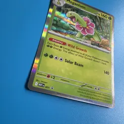 Pokemon TCG Mega Evolution Meganium 001 Stamped Holo Promo Card Near mint - Image 4