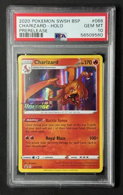 Pokemon TCG Cards Prerelease Charizard SWSH066 Holo Promo PSA 10 GEM MINT - Image 1
