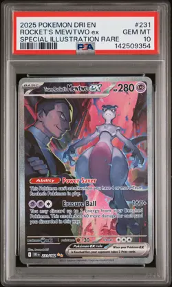 2025 POKEMON DRI EN-DESTINED RIVALS #231 TEAM ROCKET'S MEWTWO EX PSA 10 - Image 1