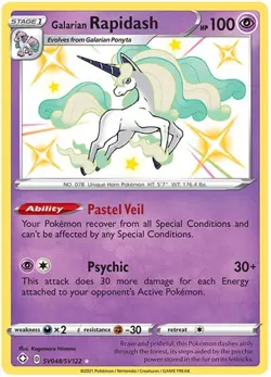 NM-Mint Galarian Rapidash - SV048/SV122 - Shiny Holo Rare Pokemon Shining Fates: - Image 1