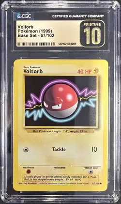 1999 Pokemon Base Set #67 Voltorb CGC PRISTINE 10 - Image 1