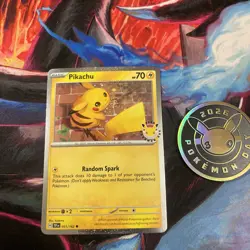 Pikachu 051 /162 Stamped 2026 Pokemon Day 30 Promo with coin TCG W/ SWIRL - Image 1