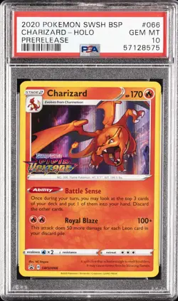 2020 POKEMON SWSH BLACK STAR PROMO PRERELEASE #066 CHARIZARD-HOLO PSA 10 - Image 1