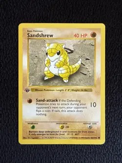 Sandshrew 62/102 Shadowless 1st Edition Base Set Pokemon Card LP - Image 1