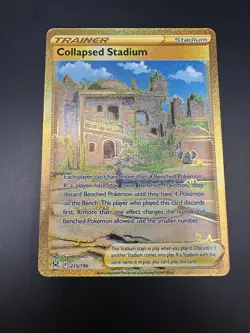Pokemon Card Collapsed Stadium 215/196 Gold Secret Rare Lost Origin - Image 1